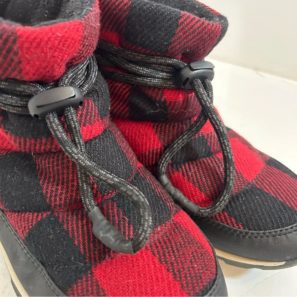 Sorel‎ women’s red & black plaid slip on winter booties waterproof boots size 7 - Picture 6 of 11